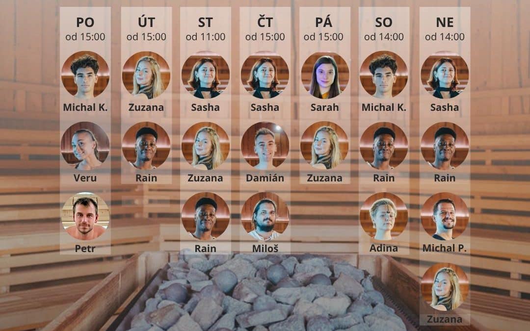 Rozpis saunérů 11. 5. – 17. 5.