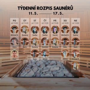 Rozpis saunérů 11. 5. - 17. 5.