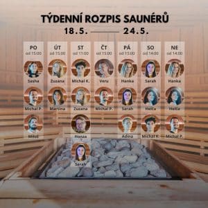 Rozpis saunérů 18. 5.-24. 5.