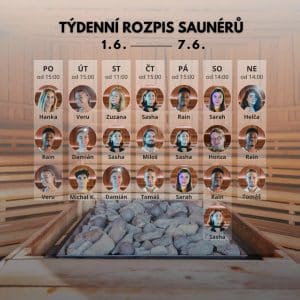 Rozpis saunérů 1.6. - 7.6.