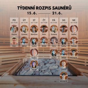 Rozpis saunérů 15.6. - 51.6.