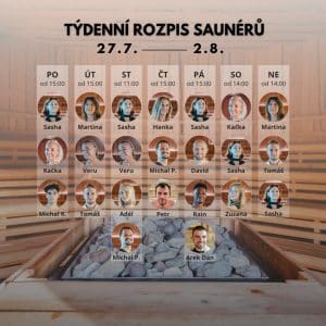 Rozpis saunérů 27.7.-2.8.2026