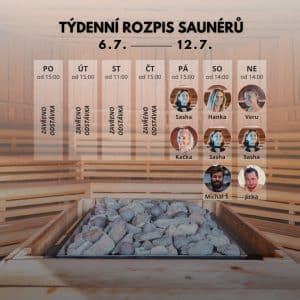 Rozpis saunérů 6.7. - 12.7. 2026