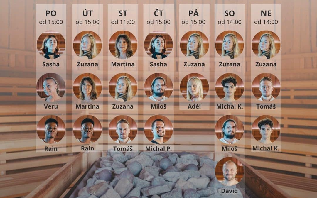 Rozpis saunérů 13. 7. – 19. 7.