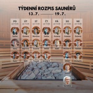 Rozpis saunérů 13.7. - 19.7. 2026