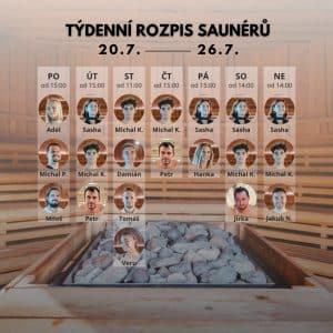 Rozpis saunérů 20.7. - 26.7. 2026