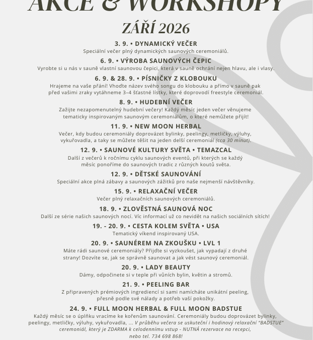 Akce a workshopy ZÁŘÍ 2026