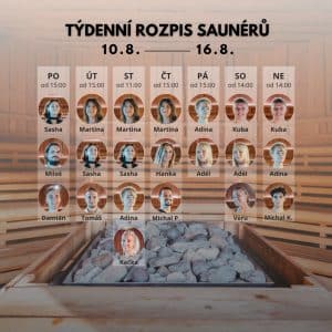 Rozpis saunérů 10.8.-16.8.2026