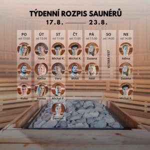 Rozpis saunérů 17.8.-23.8.