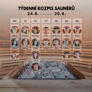 Rozpis saunérů 24.8.-30.8.